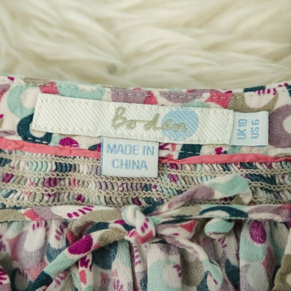 Boden Size 6 Circle Geometric Print Tie Keyhole Neck 3/4 Sleeve Viscose Top - Picture 3 of 5